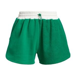 STAUD Bungee Mixed Media Cotton Track Shorts in Clover